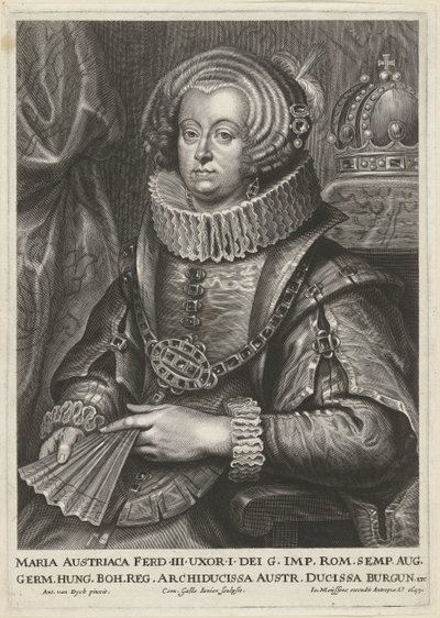 Portrait of Maria Anna of Austria, Wife of Emperor Ferdinand III by Cornelis Galle (II)