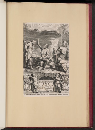 Title Page for Balthasar Cordier, Iob Elvcidatvs by Cornelis Galle II after Abraham van Diepenbeeck