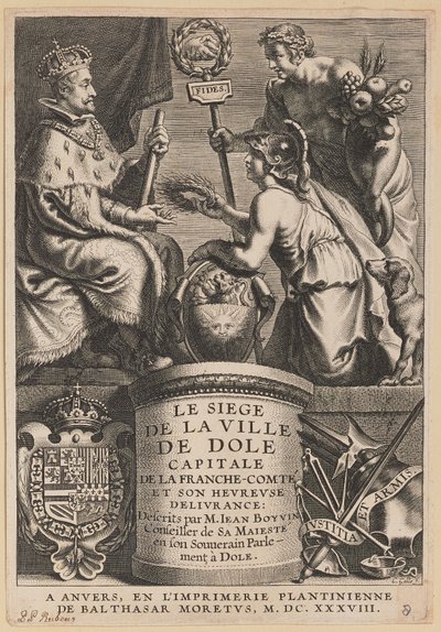 Title Page for Jean Boyvin, Le Siege de la Ville de Dole by Cornelis Galle I after Erasmus Quellinus II after Sir Peter Paul Rubens