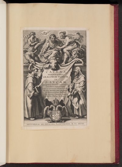Title Page for Balthasar Cordier, Catena Sexaginta Quinque Graecorum Patrum in S. Lucam by Cornelis Galle I after Sir Peter Paul Rubens