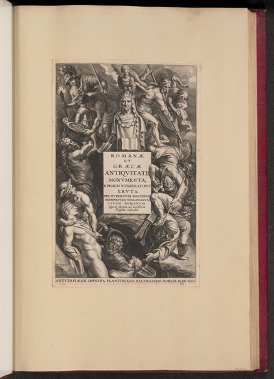 Title Page for Hubert Goltzius, Romanae et Graecae Antiquitatis Monumenta (Opera Omnia, I) by Cornelis Galle I after Sir Peter Paul Rubens