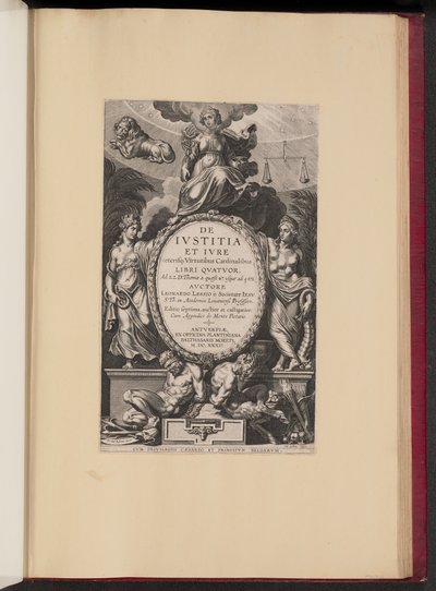 Title Page for Leonard Lessius, De Ivstitia et Ivre by Cornelis Galle I after Sir Peter Paul Rubens