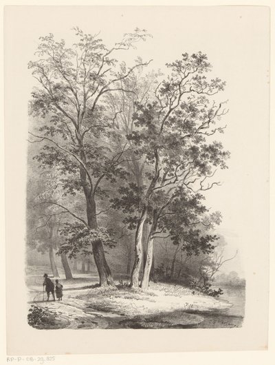 Two Figures Walking in a Forest by Cornelis Gerrit Verburgh