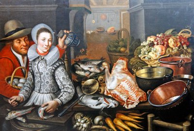 Kitchen Still Life with two Figures by Cornelis Jacobsz Delff