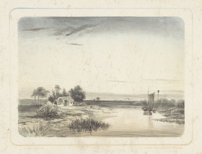 River Landscape with House and Sailboat (Six Landscapes) by Cornelis Jan Bolt
