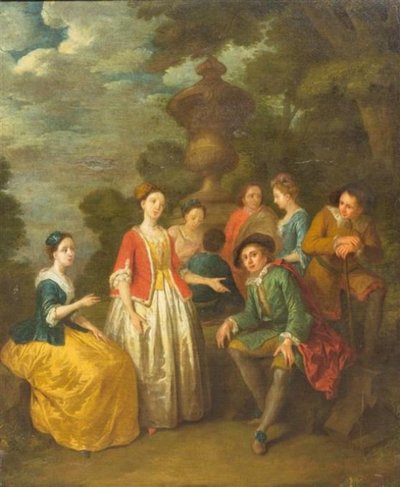 Seated Gentleman with Others by a Column by Cornelis Joseph d
