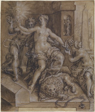 Design for the Central Section of The Mirror of Virtue by Cornelis Ketel