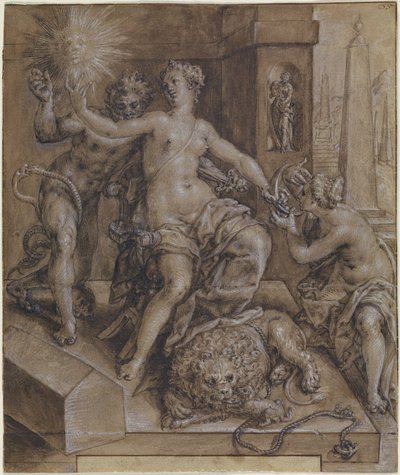 Design for the Central Section of The Mirror of Virtue by Cornelis Ketel