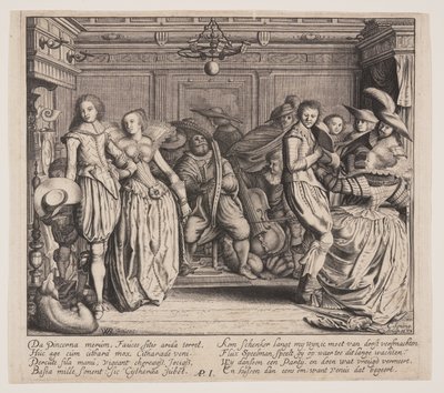 Interior with Musicians and Dancing Couples by Cornelis Koning