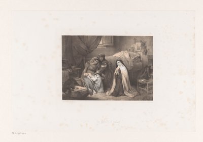 Praying Nun by Sick Child by Cornelis Kruseman