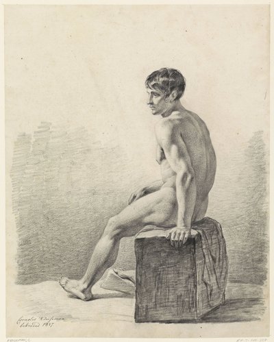 Seated Male Nude by Cornelis Kruseman