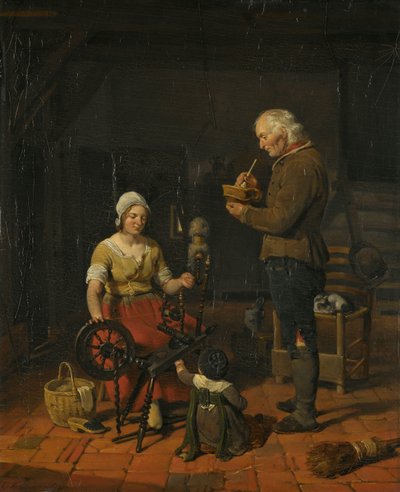 Peasant Family in their Cottage by Cornelis Kruseman