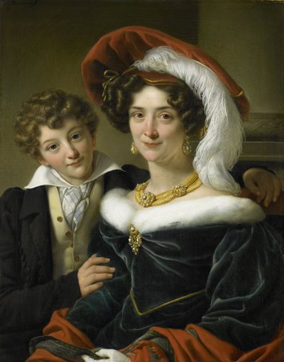 Rudolphina Wilhelmina Elizabeth de Sturler, Second Wife of Count Johannes van den Bosch, with their Son Richard Leeuwenhart by Cornelis Kruseman
