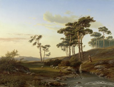 Evening Mood with Shepherd by Cornelis Lieste (signed by artist)
