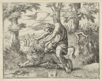 Samson Killing the Lion (History of Samson) by Cornelis Massijs