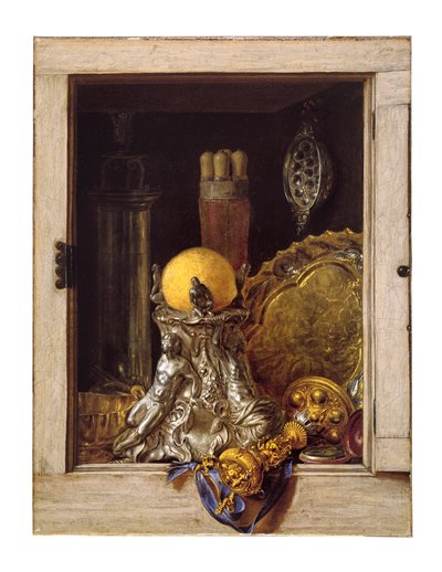 Silverware in an Open Cabinet by Cornelis Norbertus Gysbrechts