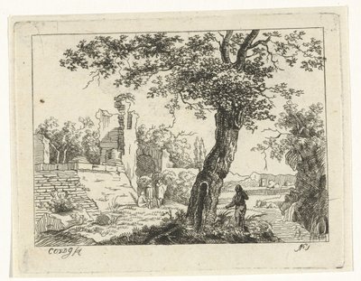 Landscape with Ruin by Cornelis Ouboter van der Griendt