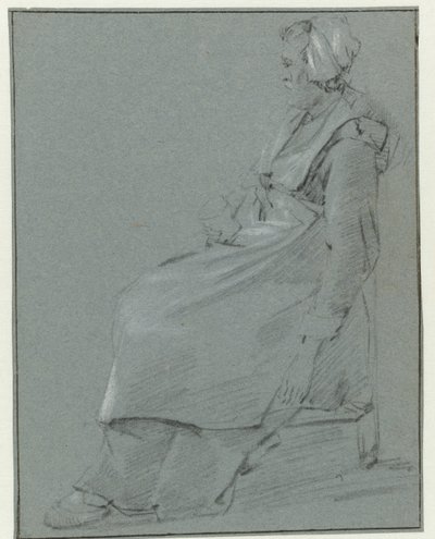 Seated Woman, in Profile to the Left, Wearing a Little Cap and Holding a Glass in Her Right Hand by Cornelis Pietersz. Bega (circle of)