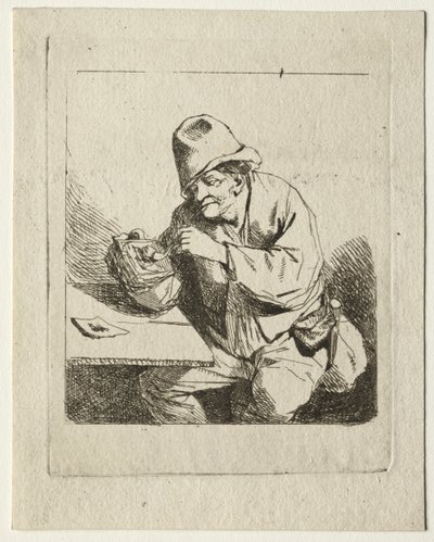 Peasant Lighting His Pipe by Cornelis Pietersz Bega