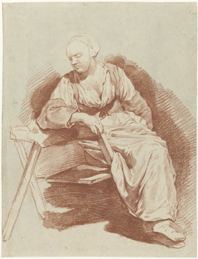 Study of a Woman Seated, Leaning on her Right Arm by Cornelis Pietersz. Bega
