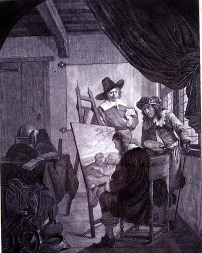 The Patron and the Painter, after a 17th century painting by Cornelis Bega, 18th century by Cornelis Pietersz Bega