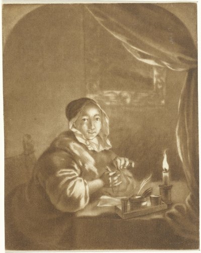 Lady by Candlelight by Cornelis Ploos van Amstel (signed by artist)