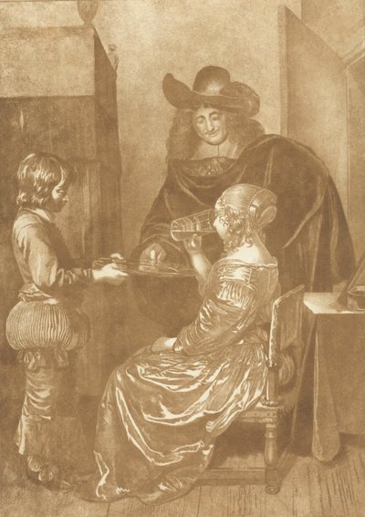 Lord and Lady with Page by Cornelis Ploos van Amstel (signed by artist)