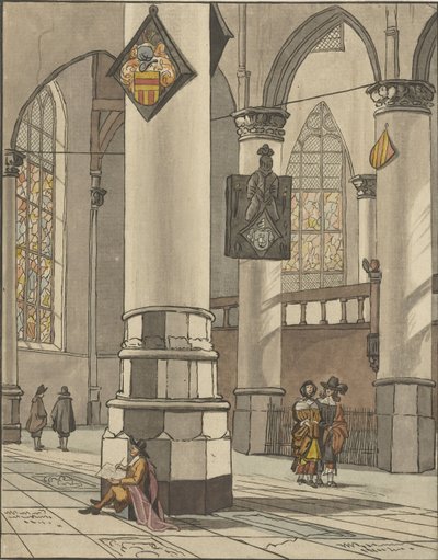 Church Interior by Cornelis Ploos van Amstel (signed by artist)