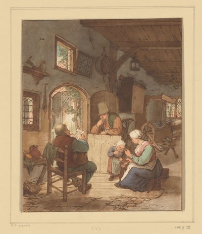 Newspaper Reader in Interior by Cornelis Ploos van Amstel (signed by artist)