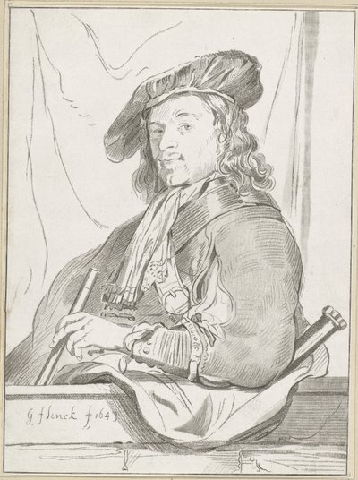 Man by Parapet by Cornelis Ploos van Amstel (signed by artist)