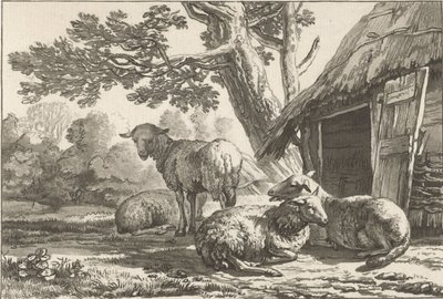 Sheepfold by Cornelis Ploos van Amstel (signed by artist)