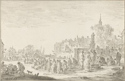 Fish Market by Cornelis Ploos van Amstel (signed by artist)