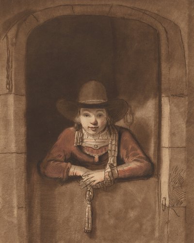 Boy Leaning over a Lower Door by Cornelis Ploos van Amstel