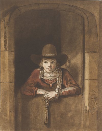 Boy Leaning Over a Half-Door by Cornelis Ploos van Amstel