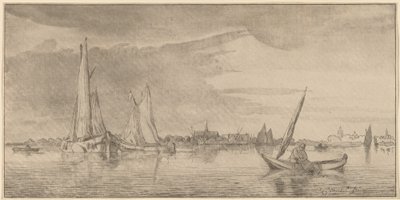 River with Town by Cornelis Ploos van Amstel