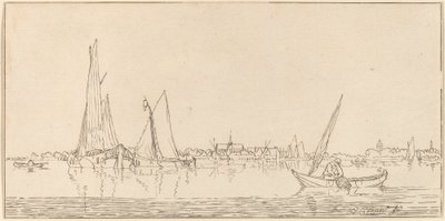 River with Town by Cornelis Ploos van Amstel