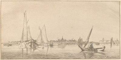 River with Town by Cornelis Ploos van Amstel