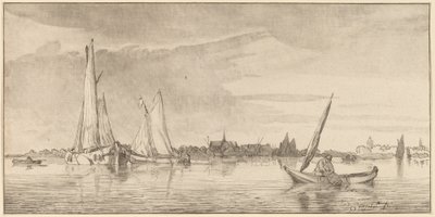 River with Town by Cornelis Ploos van Amstel
