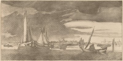 River with Town by Cornelis Ploos van Amstel