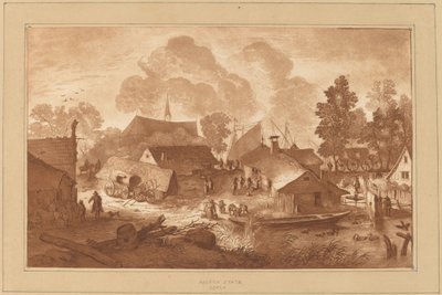 Village with Pond by Cornelis Ploos van Amstel