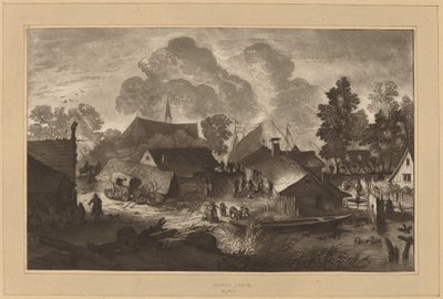 Village with Pond by Cornelis Ploos van Amstel