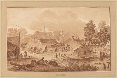 Village with Pond by Cornelis Ploos van Amstel