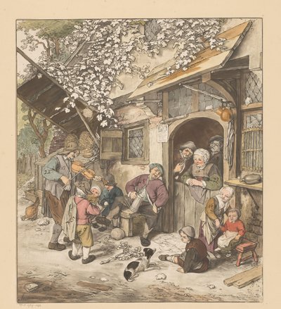Violinist in Front of an Inn by Cornelis Ploos van Amstel