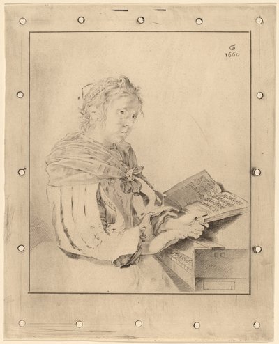 Young Girl at the Keyboard by Cornelis Ploos van Amstel