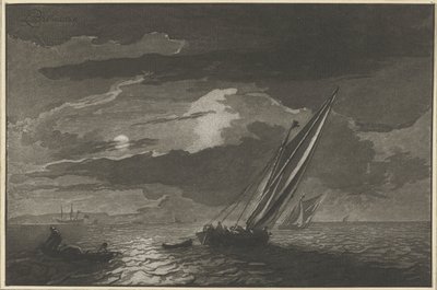 Seascape with Full Moon by Cornelis Ploos van Amstel