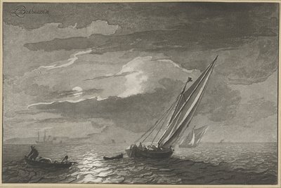 Seascape with Full Moon by Cornelis Ploos van Amstel