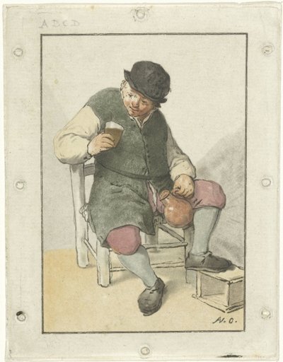 Seated Farmer with Jug by Cornelis Ploos van Amstel