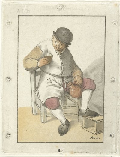 Seated Farmer with Jug by Cornelis Ploos van Amstel