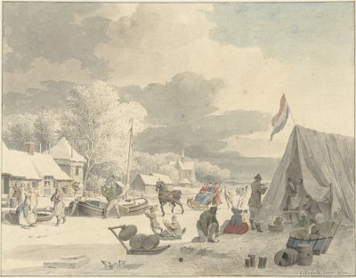 Ice Fun on a Frozen Canal by Cornelis Pronk