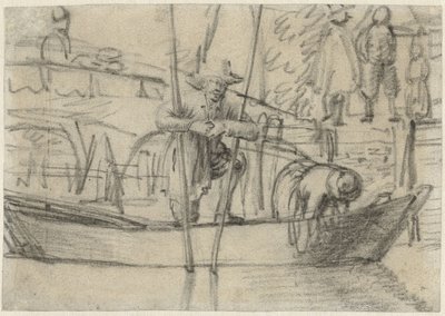 Man and Woman in a Boat by the Shore by Cornelis Saftleven (attributed to)